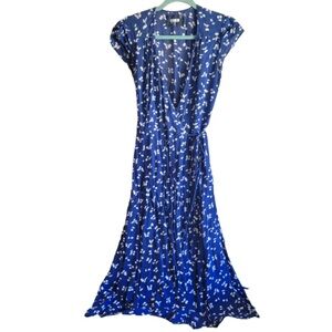 Reformation the carina dress in navy blue cherry print